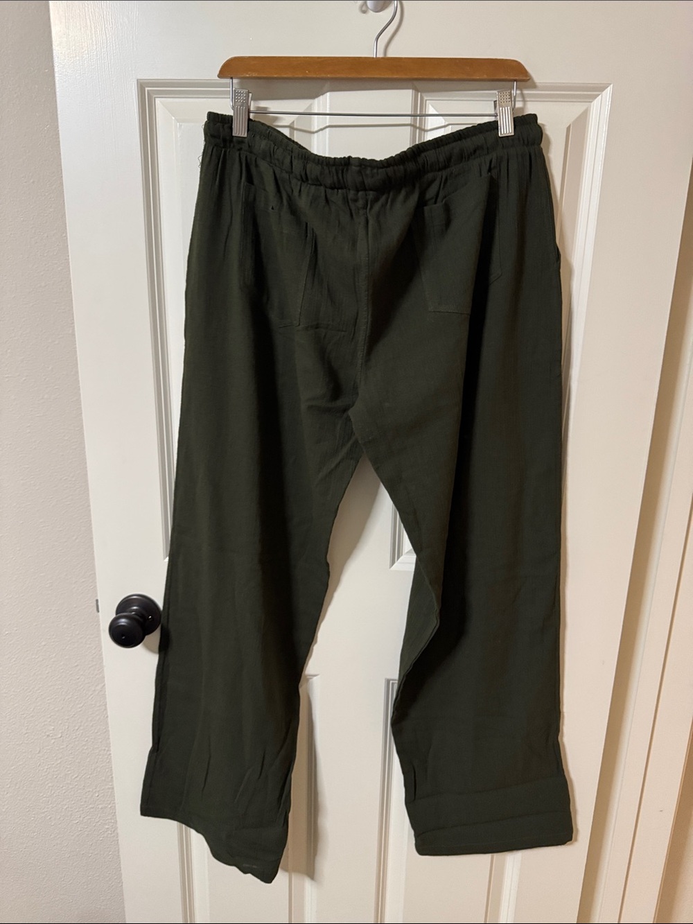Women's Olive Straight-Leg Drawstring Pants - Picture 4 of 5